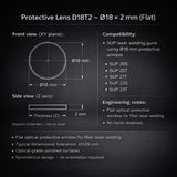Protective Laser Lens 18×2mm for SUP 20S Handheld Fiber Laser Welding Gun — 5 Pack