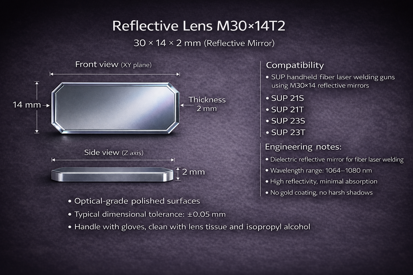 Reflective Lens M30×14T2 for SUP 20S/20T/21T/23S/23T